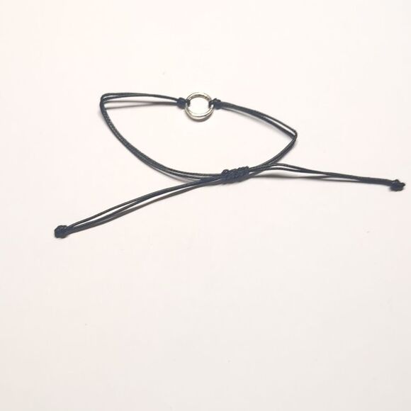 516 Black Adjustable Slider‎ Bracelet with Silver Ring - Picture 5 of 5